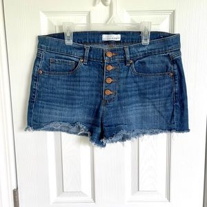 Loft Womens size 28/6 Denim cut off shorts with Rose Gold Button Fly